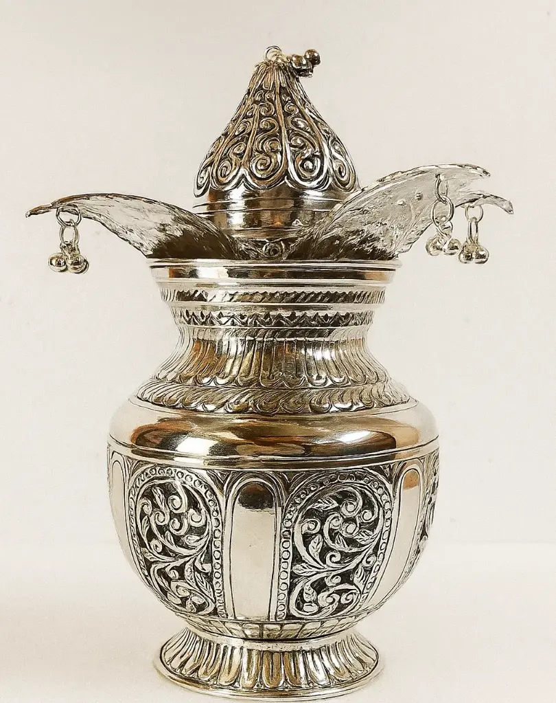 Traditional Pooja Kalash in Brass with Silver Coating