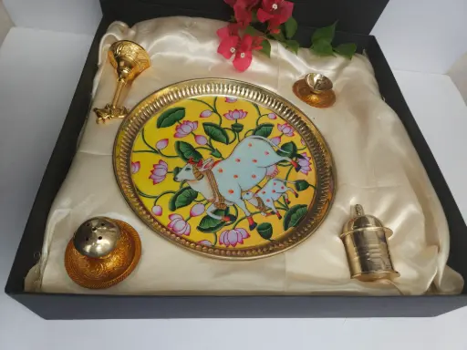 Brass Pichwai Pooja Thali Set / Gift Hamper