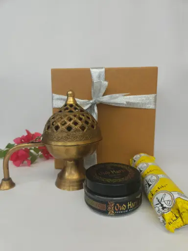 Brass Dhunidan Gift Hamper with Ferrero Rocher & Candles