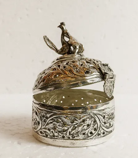 Traditional Brass Jewellery Box with Silver Coating