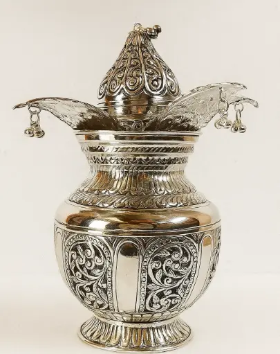 Traditional Pooja Kalash in Brass with Silver Coating